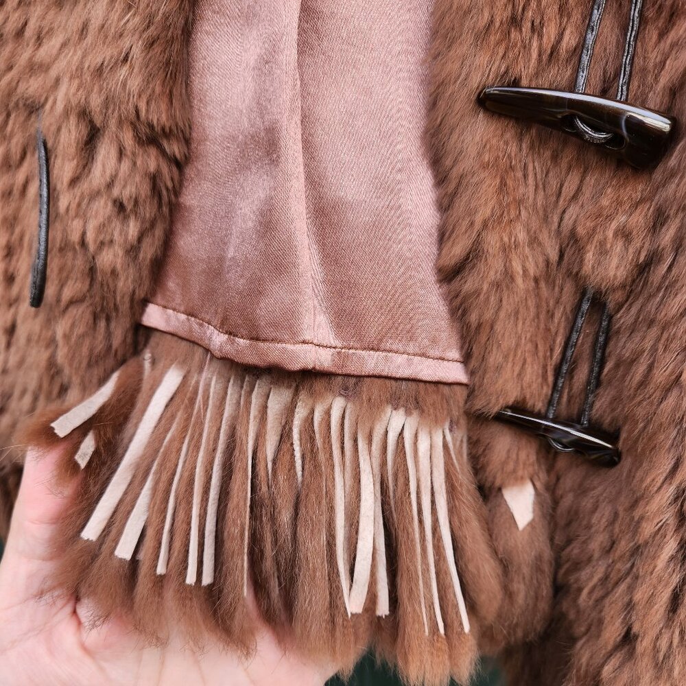 Lavee Brown Knitted Rabbit Fur Vest with Satin lining Large - Picture 11 of 11